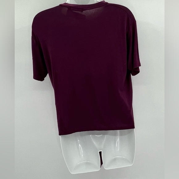 BOOHOO WOMENS MAROON TIE FRONT TEE SZ2 - Picture 7 of 12
